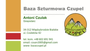 Grafika - wizytówka, Baza Czupel
