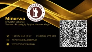 Grafika - wizytówka, Minerwa, strona A